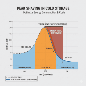Representación Peak Shaving en Cámaras Frigoríficas