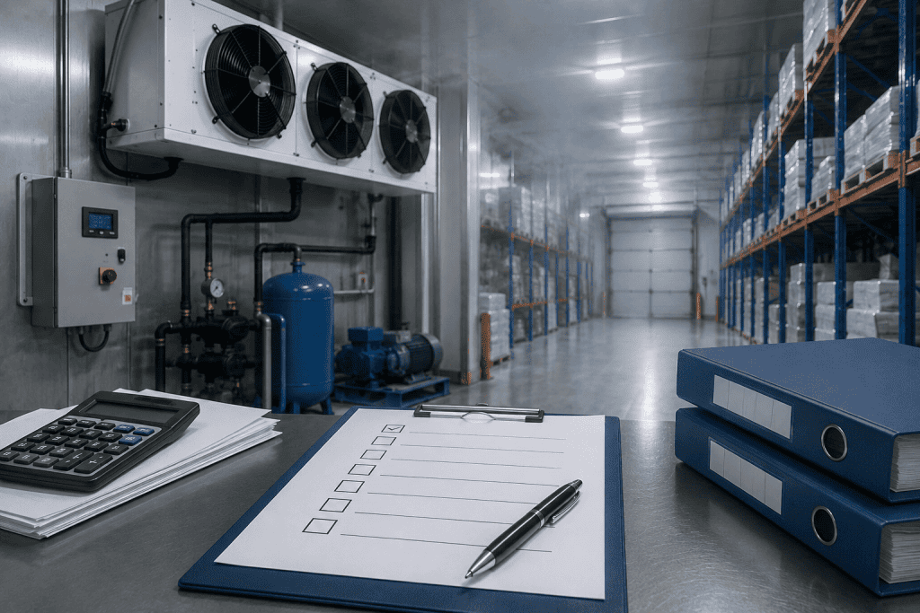 Instalación de frío industrial con documentación y equipamiento técnico para solicitar la reducción del impuesto eléctrico.