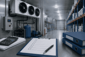Instalación de frío industrial con documentación y equipamiento técnico para solicitar la reducción del impuesto eléctrico.